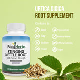 Real Herbs Stinging Nettle Root Extract 7500mg – Supports Prostate Health, Urinary Flow, Hair Loss & Hormonal Balance – 100 Vegetarian Capsules