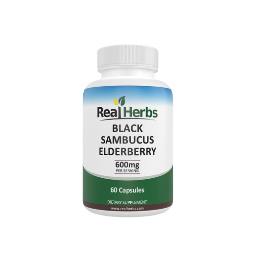Black Sambucus Elderberry Extract - 600mg - Cardiovascular Support - 60 Vegetarian Capsules